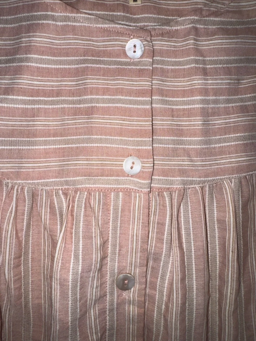 ROOLEE Pink Striped Button-Front Blouse M - Picture 3 of 5